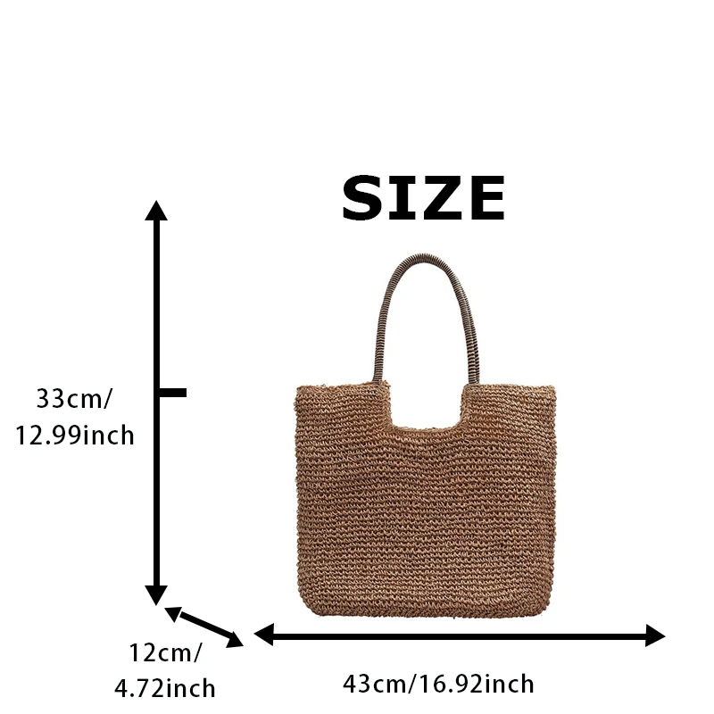 2023 New Beach Knitting Straw Bag Luxury Designer Large Capacity Hollow Out Travel Tote Handbag Unique Square Shoulder Bag Woman