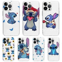 disney lilo stitch anime luxury phone case for iphone 13 11 12 pro max x xr xs 7 8 plus se 2020 silicone clear cover fundas