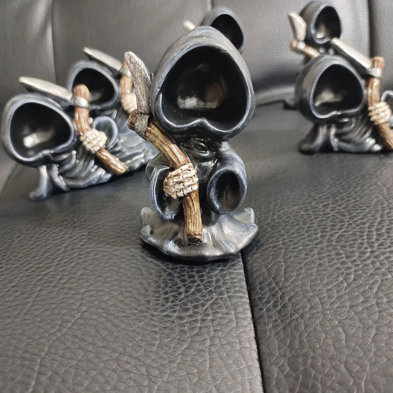 

Halloween Resin Death Grim Reaper Statue Sitting On Skeleton Throne Figurine Decoration,Christmas Halloween Decorations