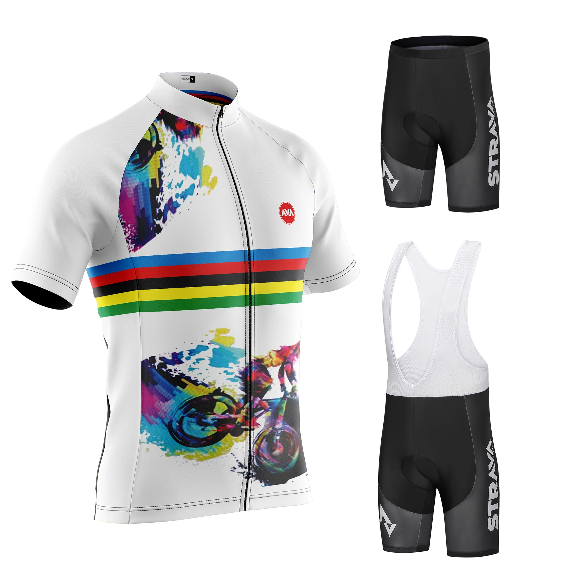 

STRAVA Pro Team Cycling Jersey Men Set Bib Shorts Set Summer Bike Jersey Bicycle Racing Uniform Clothes