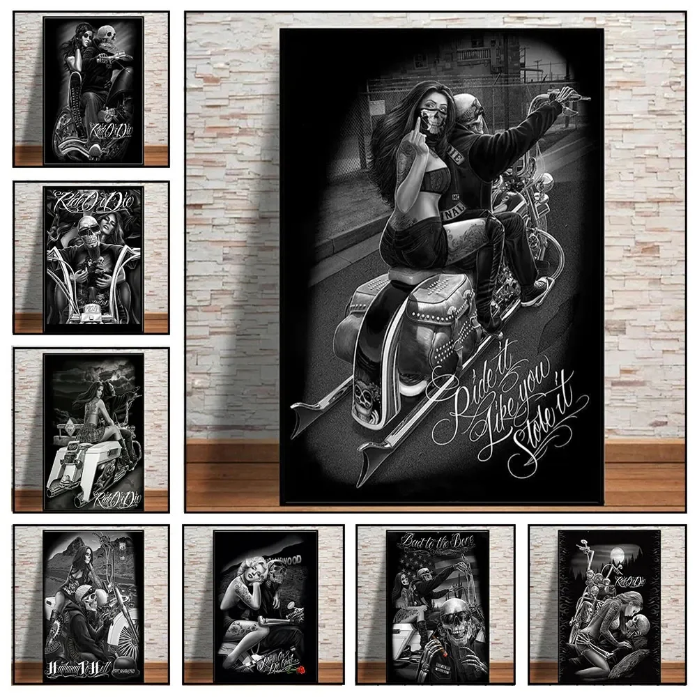 Черно-белый Стиль Граффити Рыцарь Татуировка Холст Принт Абстрактная Тема