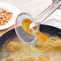 1pc stainless steel filter spoon with clip food kitchen oil frying multi functional bbq filter clamp strainer kitchen tools