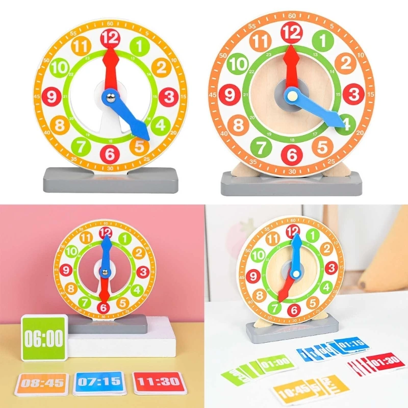 

Montessori Learning Clock Toy with 12/24 Hour Scale Teaching Clock Toddler Gift DropShipping