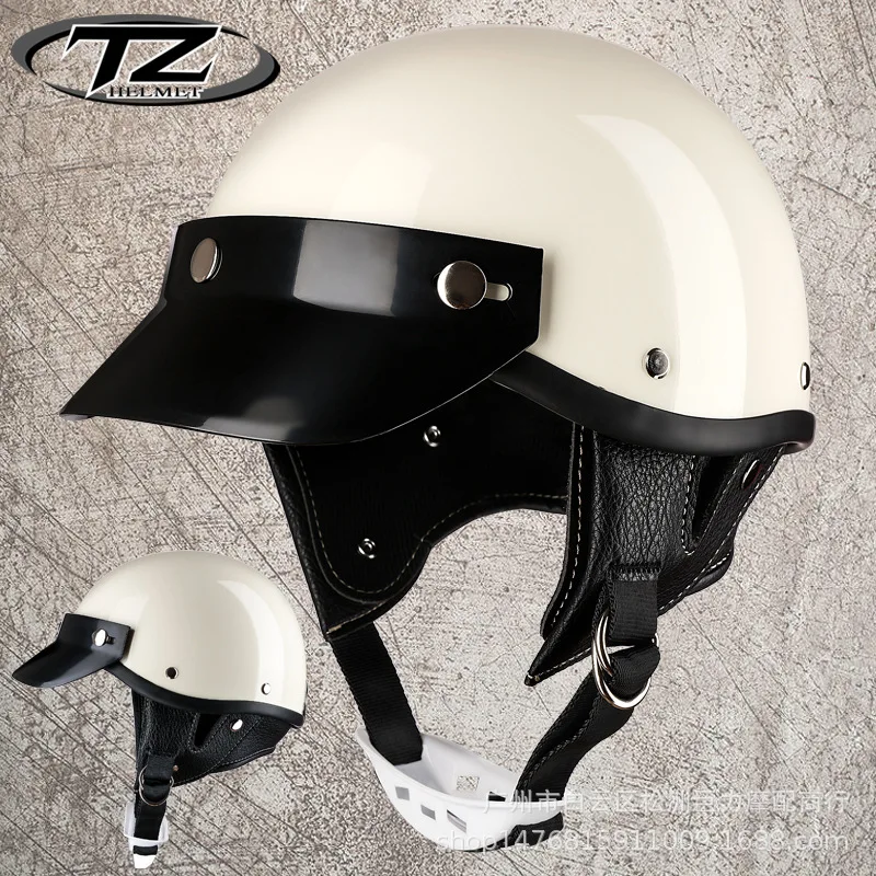 Japanese Retro Motorcycle Helmet Motorcycle Helmet for Harley Four Seasons Personality Scoop Helmet Electric Car Half Helmet