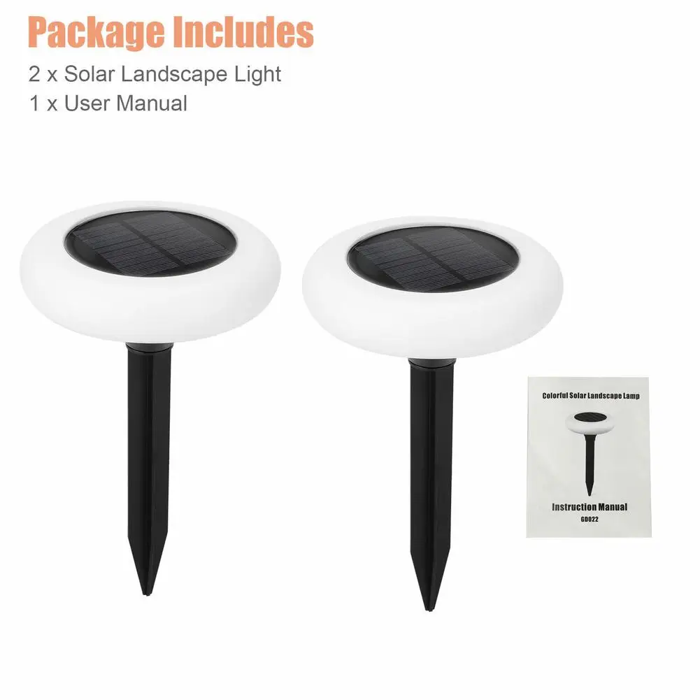 

Ipx7 Waterproof 2pcs Solar Led Lanscape Light Outdoor 7-color Changing Lawn Light For Garden Decor