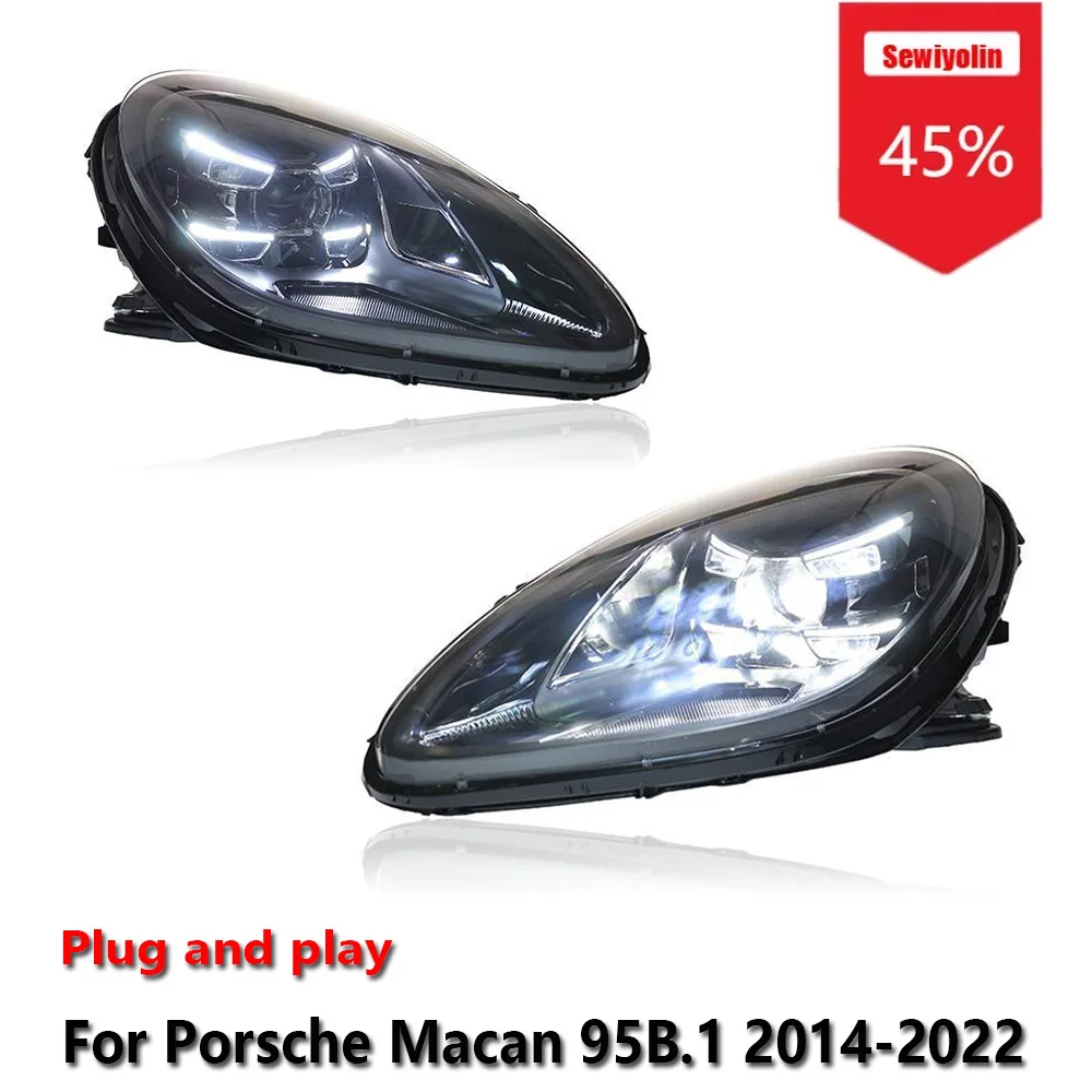 

Автомобильные светодиодные фары Sewiyolin в сборе для Porsche Macan 95B.1 2014-2022, противотуманные фары DRL, стоп-сигнал, указатель поворота Plug and Play