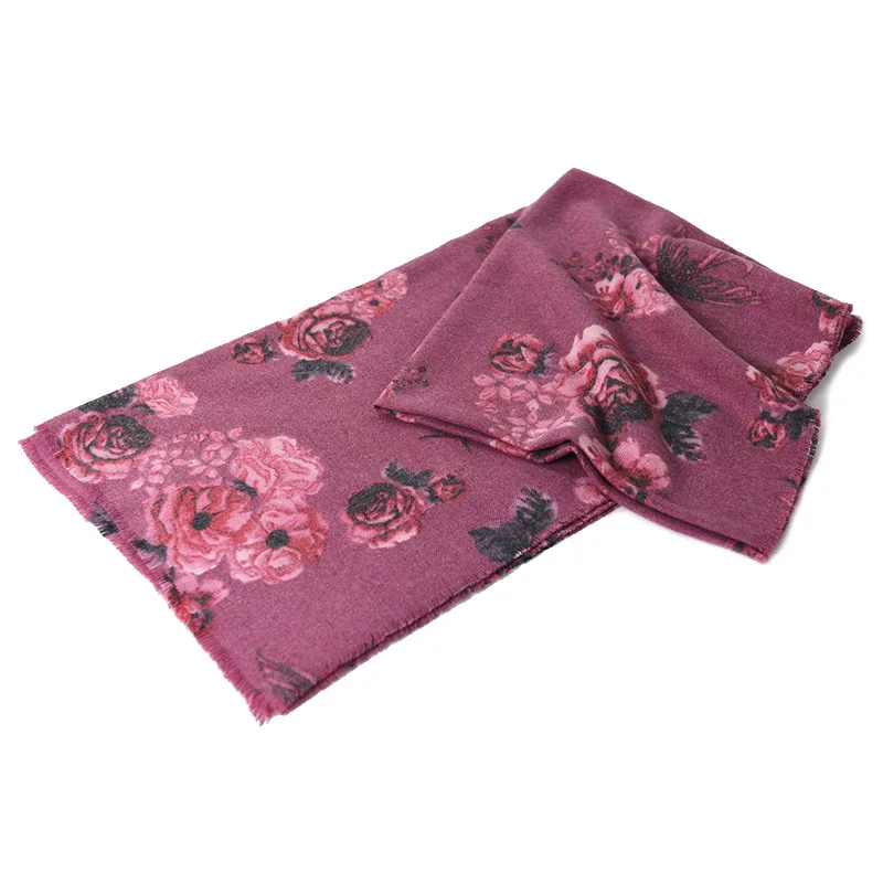 Шарф осень-зима шаль с принтом роз тренд Новинка женский теплый ветрозащитный
