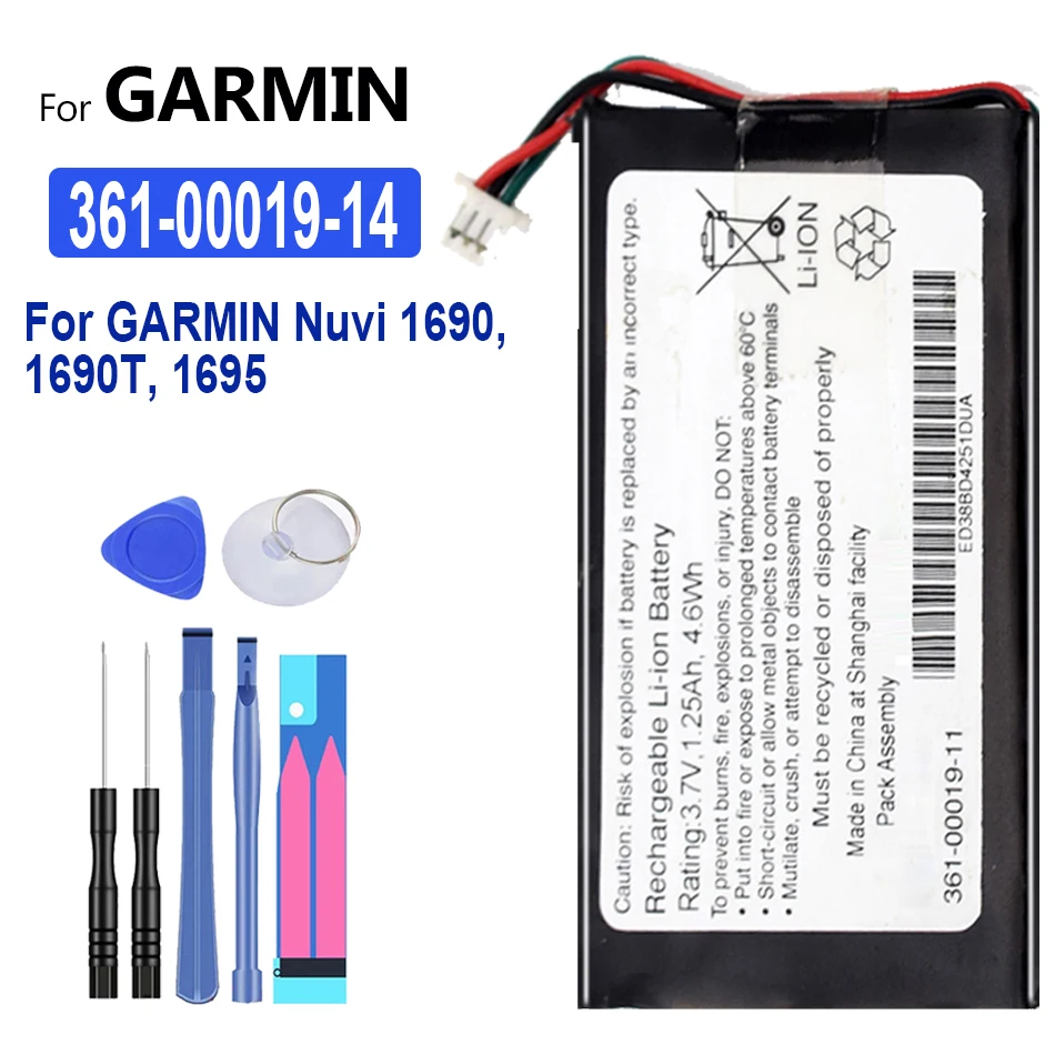 

1250mAh Battery 361-00019-14 For GARMIN Nuvi 1690, 1690T, 1695 High Quality Batterij + Track NO