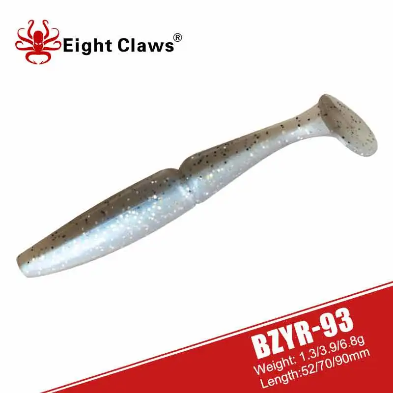 

EIGHT CLAWS Soft Lure Silicone Bait 52mm 70mm 90mm T Tail Shad Worm Jig Wobblers Artificial Bait Drive Shad Leurre Souple