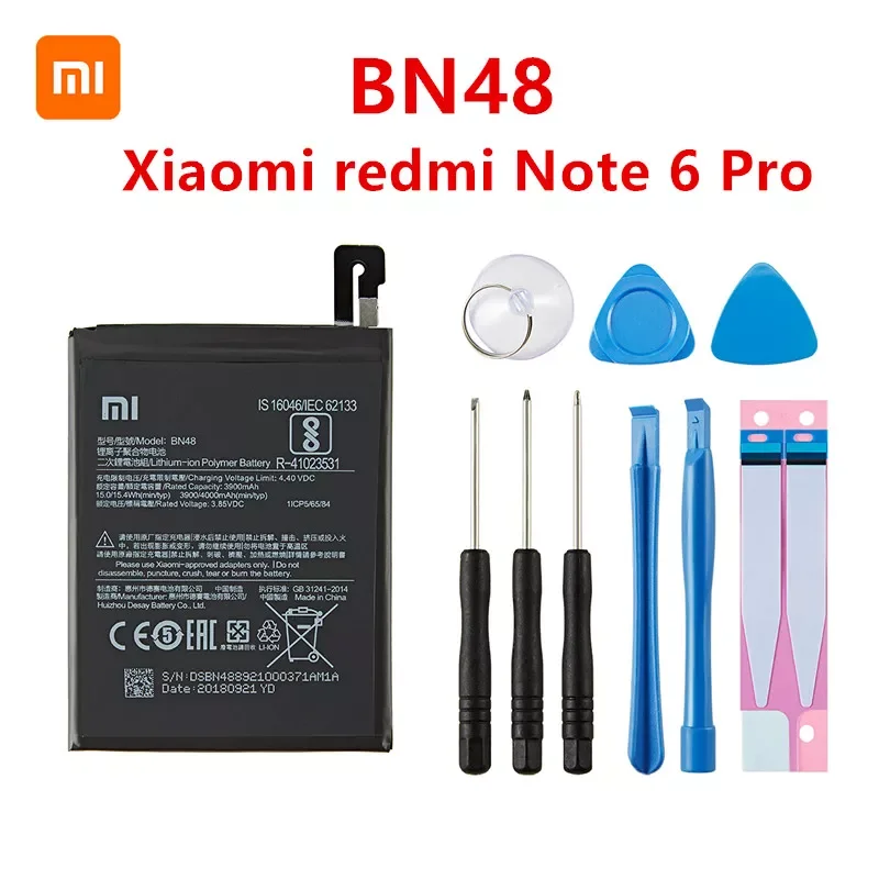 

NEW2023 100% Orginal BN48 Battery 4000mAh For Xiaomi redmi Note 6 Pro High Quality BN48 Battery + Free Tools