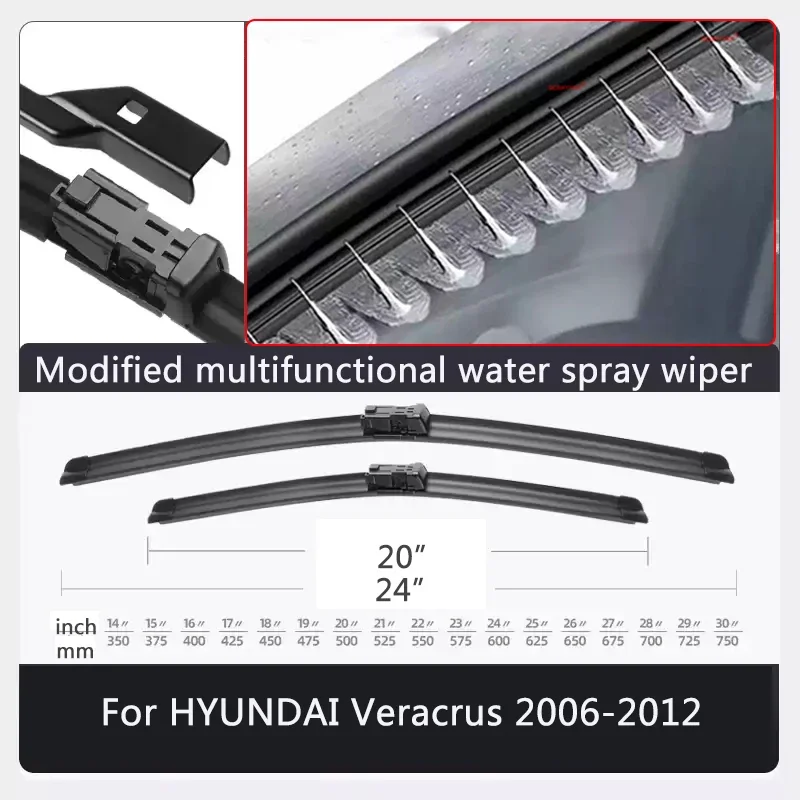 Фото Автомобильные щетки стеклоочистителя с распылителем воды для Hyundai ELEXIO, Veracru, Venue, Tucson, Palisade (переднее лобовое стекло) №5