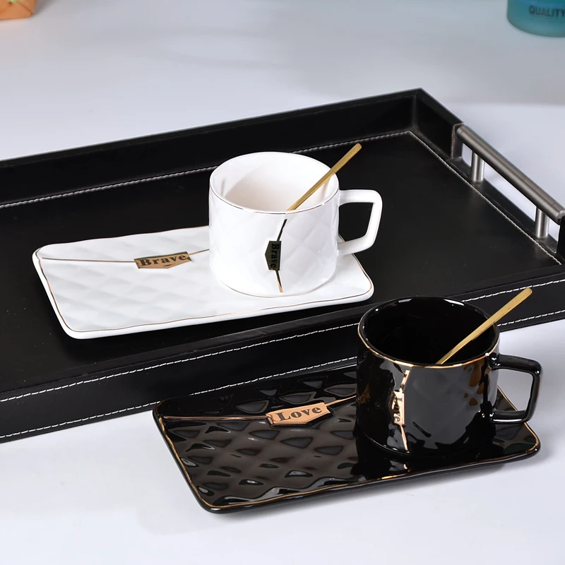 

Creative bag ceramic coffee mug set gift personalized couples cups simple breakfast cups.
