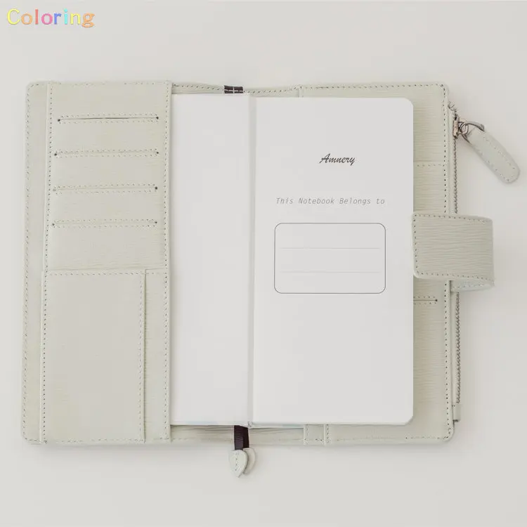 Amnery Leather Journal with Refillable Notepad and Bookmark Notebook Cover Pen Loop Suitable for Hobo Weeks White/Black |