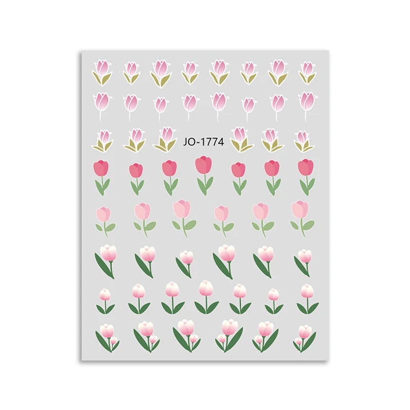 Японский стикер для дизайна ногтей цветок тюльпана 3D весенние элегантные
