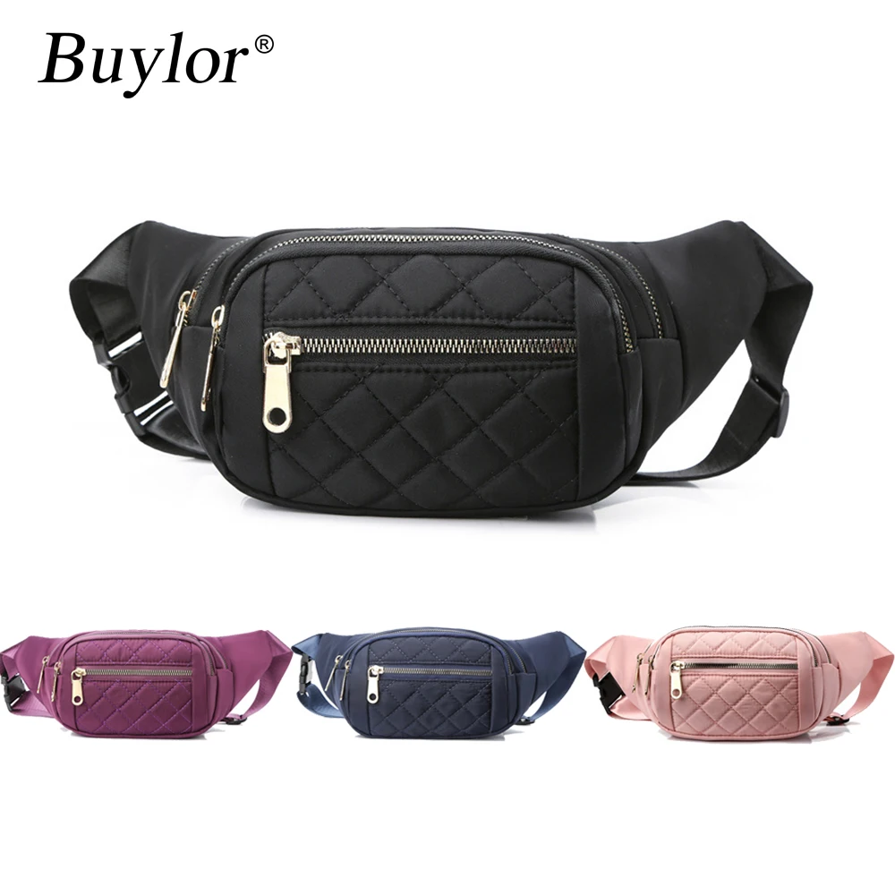 

Buylor Nylon Waist Bags for Women Running Sports Fanny Pack Waterproof Belt Bags Female Hip Bum Bags Fashion Cell Phone Purse