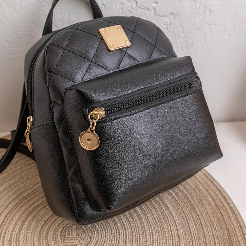 

Fashion Student Schoolbag Travelling Bag Girls Solid Color Mini Backpack Women Luxury Pu Backpack Outdoor Leisure Small Bags