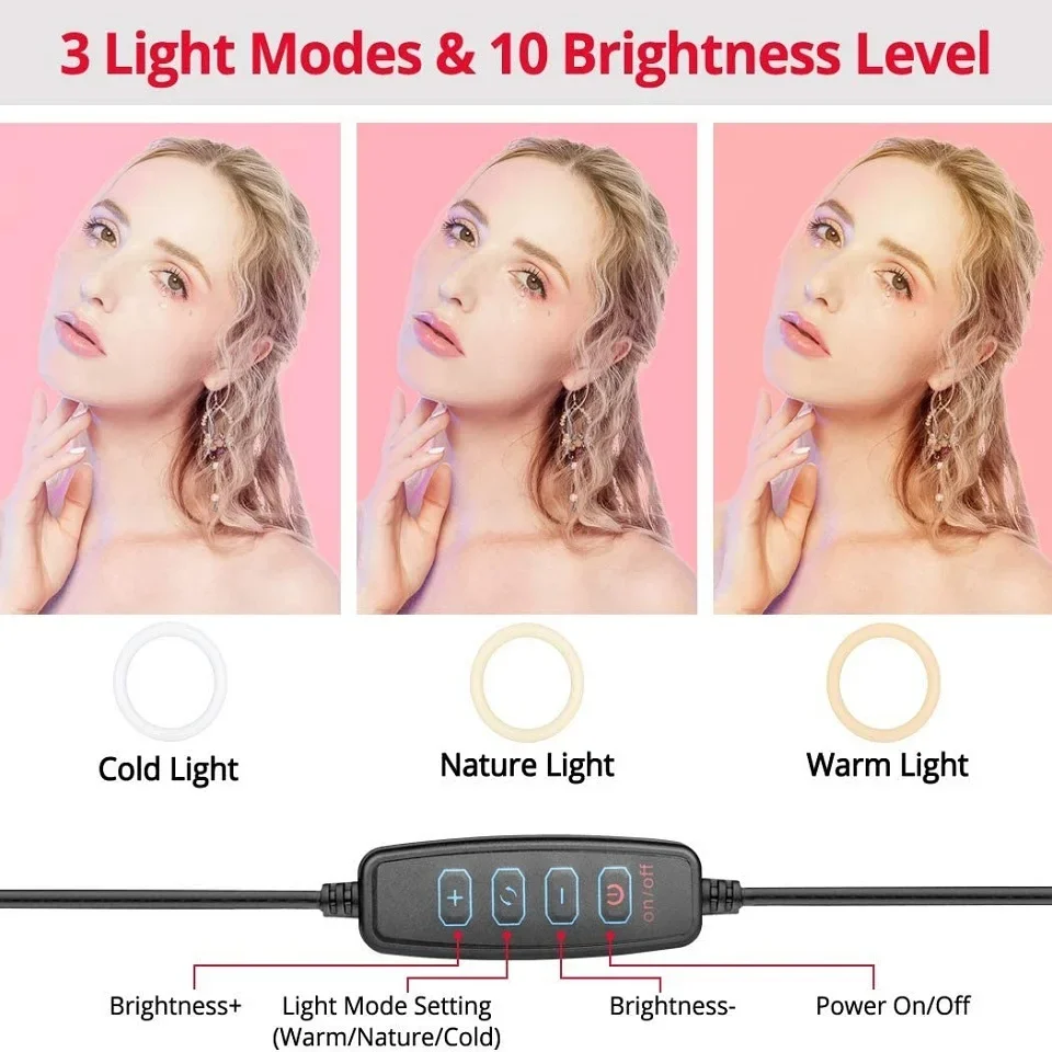 Фотовспышка для телефона со складной рукояткой и кольцом селфи