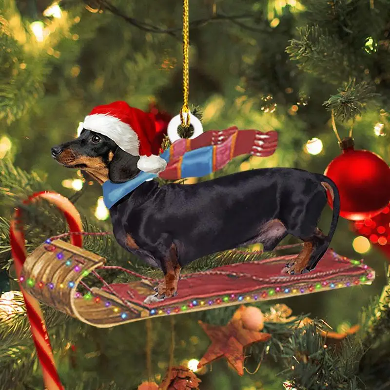 Creative Christmas Tree Pendant Cute Puppy Acrylic Living Room Xmas Gift Decoration Ornament Cat Dog 2023 New Year Supplies