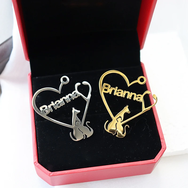 Брошь с именем на заказ логотипом собаки кошки питомца доктор булавка ювелирные