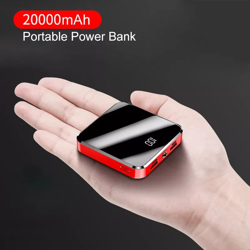 

2023New 20000mAh Portable Power Bank Mirror Screen LED Display Powerbank For iPhone Phone External Battery Power Banks