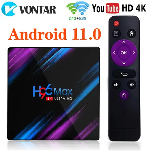 Приставка Смарт-ТВ H96 MAX RK3318, Android 11, 4 + 64/32 ГБ, 2 + 16 Гб H96MAX TVBOX Android10 Set top box