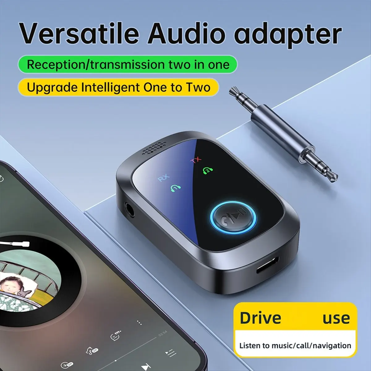 Фото DTC5 2-в-1 Bluetooth 5.4 Аудиоприемник-передатчик с поддержкой нескольких устройств, двойным потоком, HIFI, беспроводной стереоа №3
