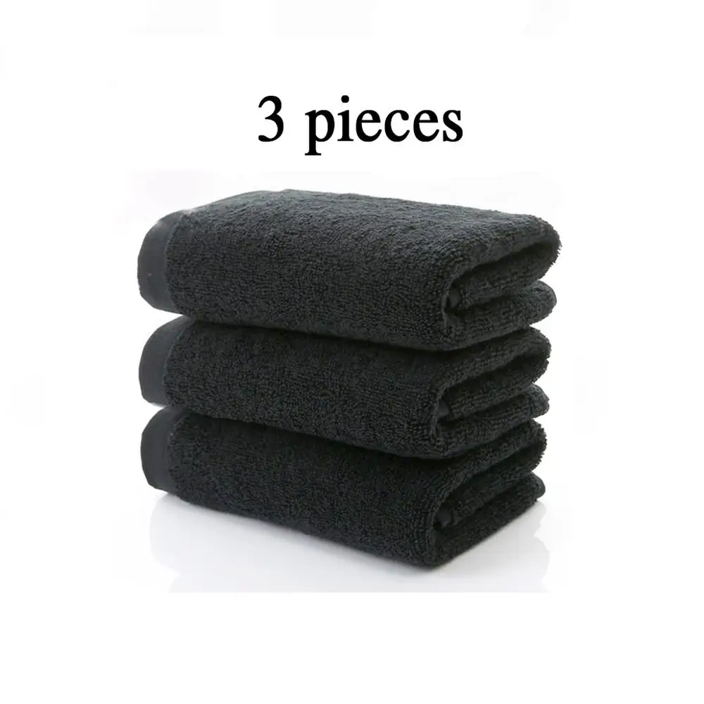 

3 pieces 100% Cotton Black Face Towel No Fading Bath Towels Large Men's Beach Towel for Hotel Corporate Gift Drop Ship Available