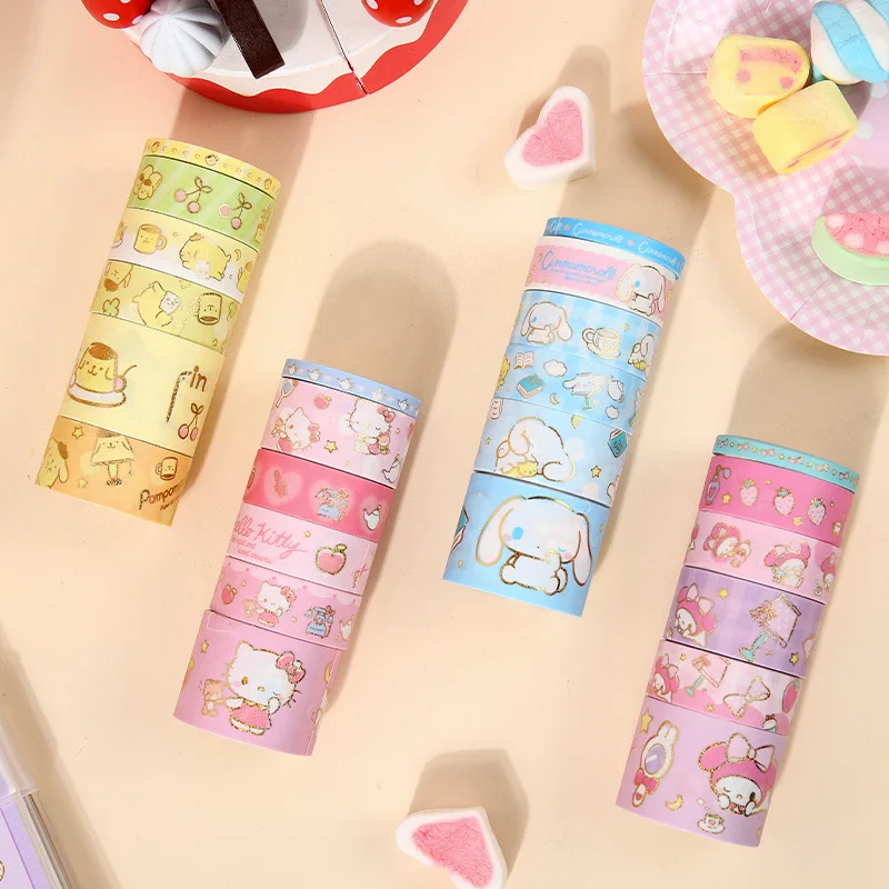 

Kawaii Kuromi My Melody Cinnamoroll Cute Bronzing Paper Tape Anime Sanrioed Girl Heart Hand Account Decorate Material Tape