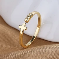 korean fashion simple silver color cross opening rings for women new trendy adjustable rings jewelry for women party accessories