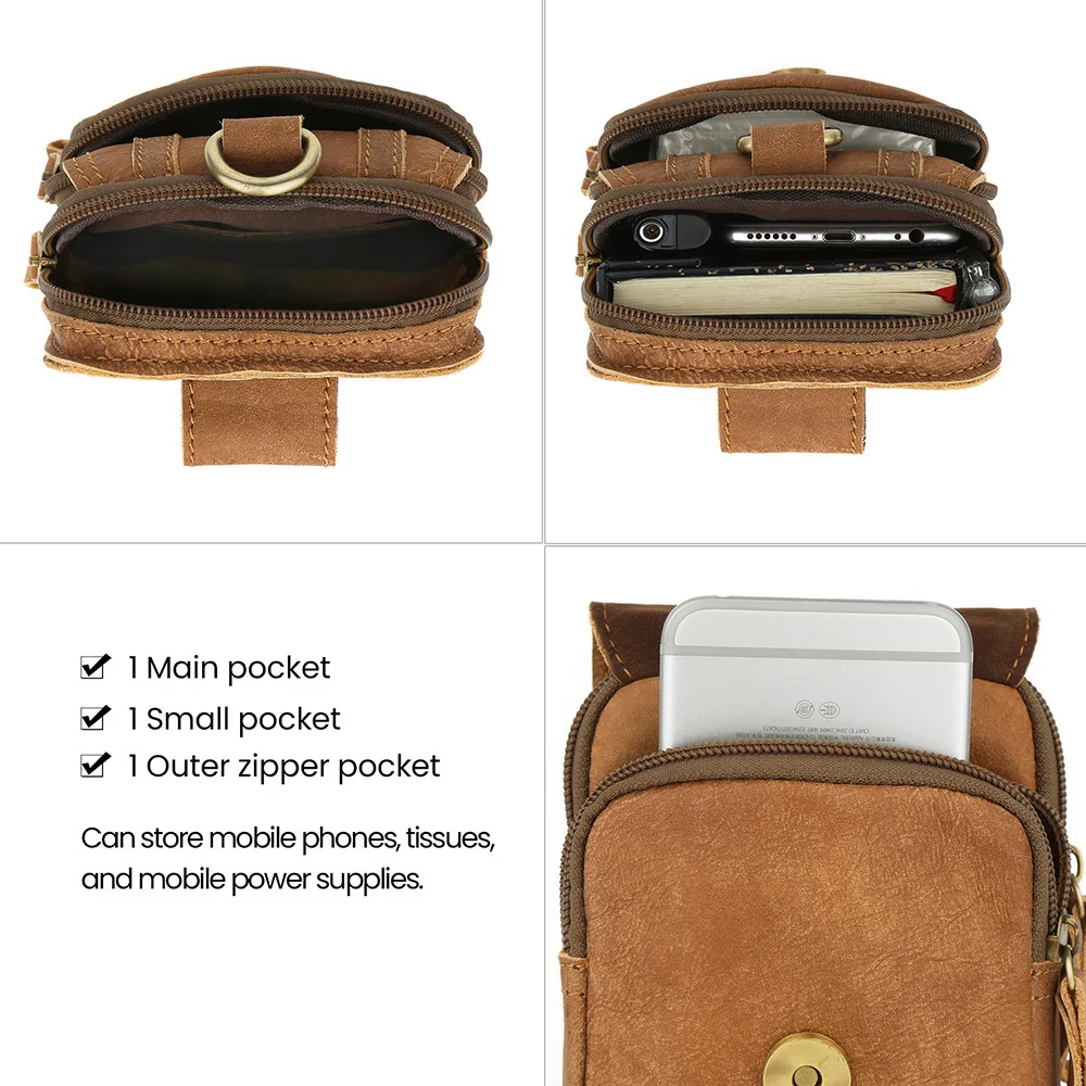 Мужская поясная сумка из натуральной воловьей кожи забавная маленькая сумочка