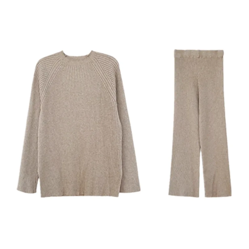 Женские комплекты брюк из двух предметов вязаный топ свитера с длинными рукавами