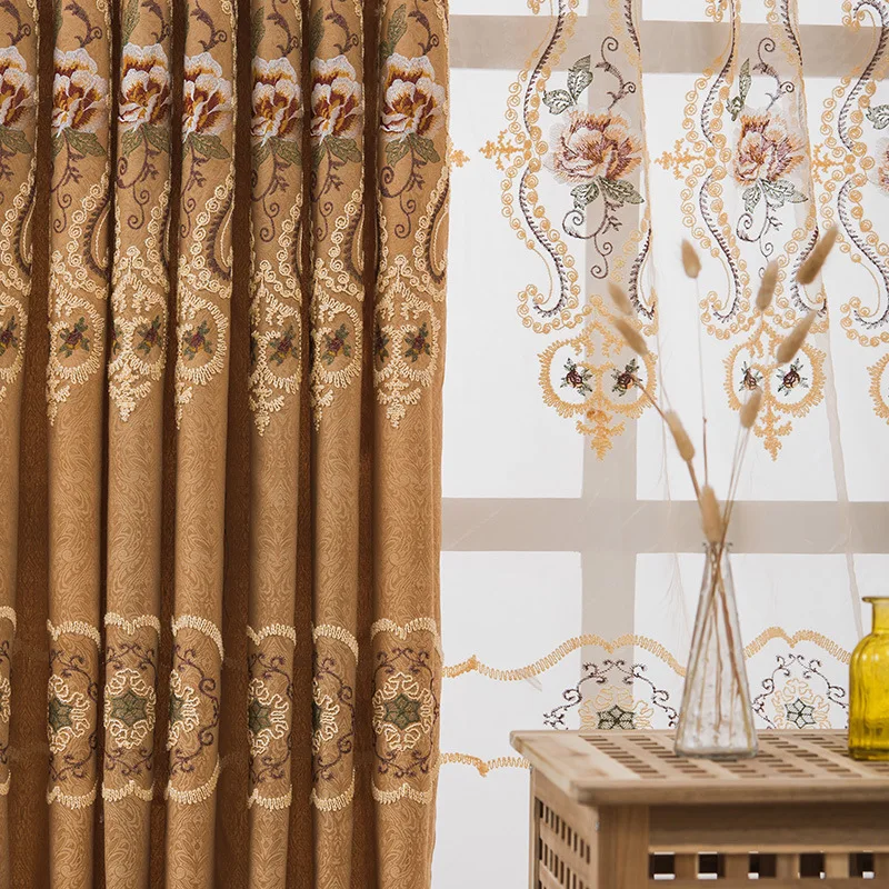

New Curtains for Living Dining Room Bedroom Custom European Jacquard Appliqué Three-dimensional Embroidery Window Curtain Decor