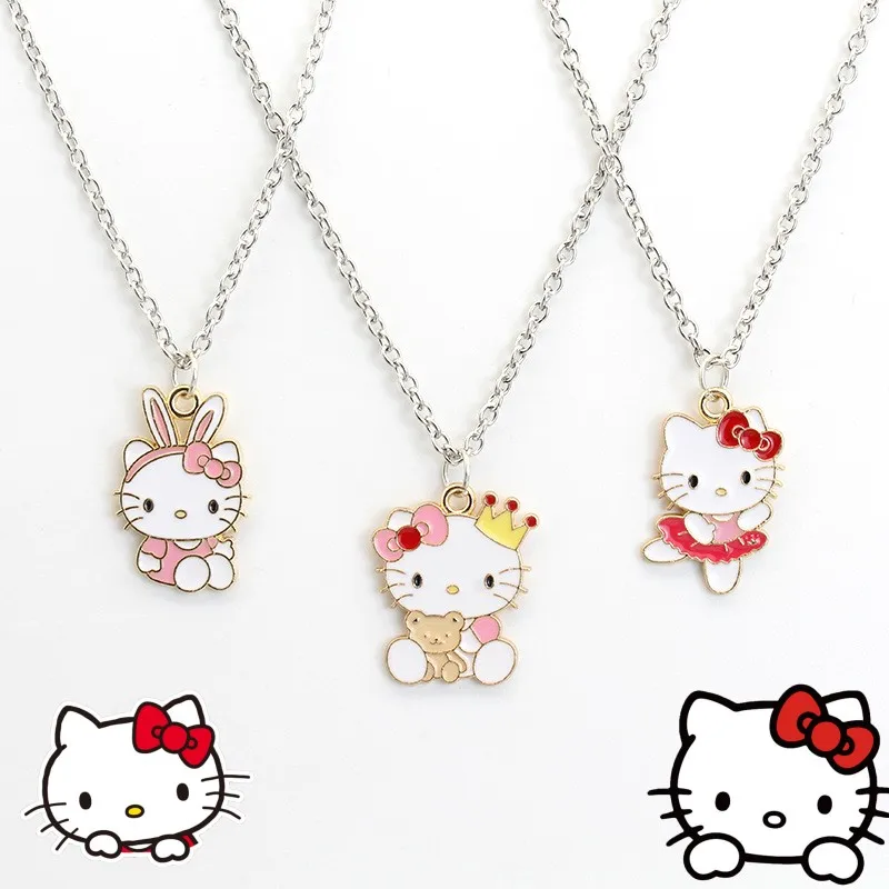 

Anime Hello Kitty Necklace Cartoon Alloy Necklace Girl Student Friend Stupid Childlike Fun Necklace Adornment Girl Collar Chain