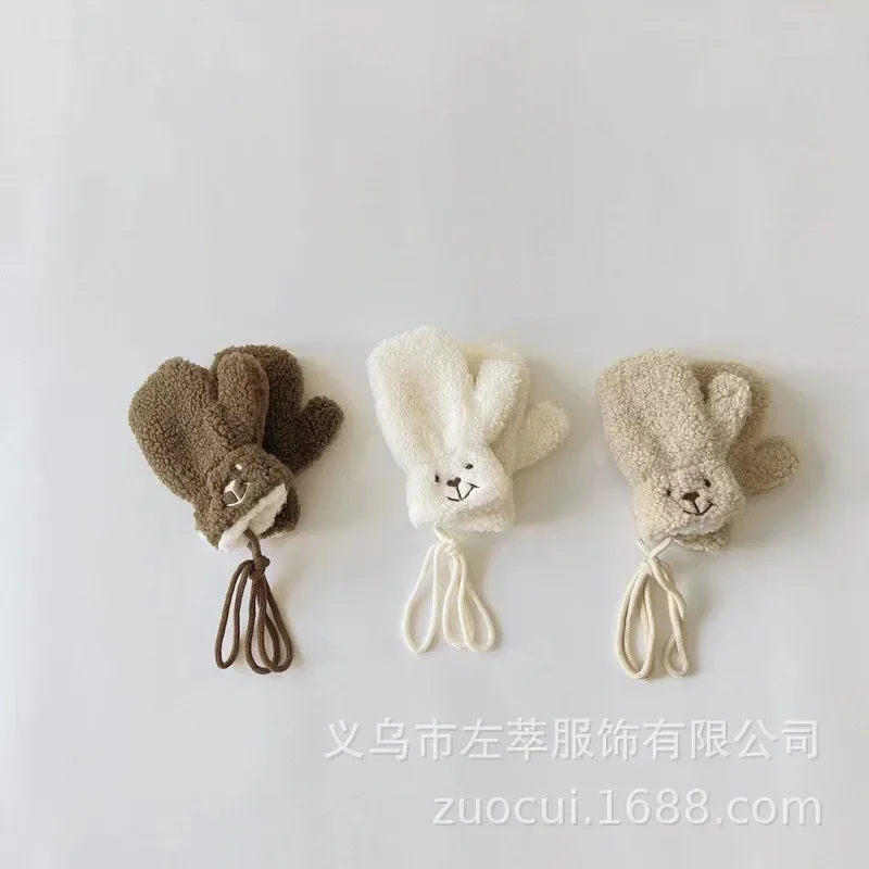 

Оригинальные детские варежки с мультяшным медведем, зимние теплые детские перчатки для маленьких девочек, вязаные детские плотные Детские флисовые варежки с мультяшным рисунком