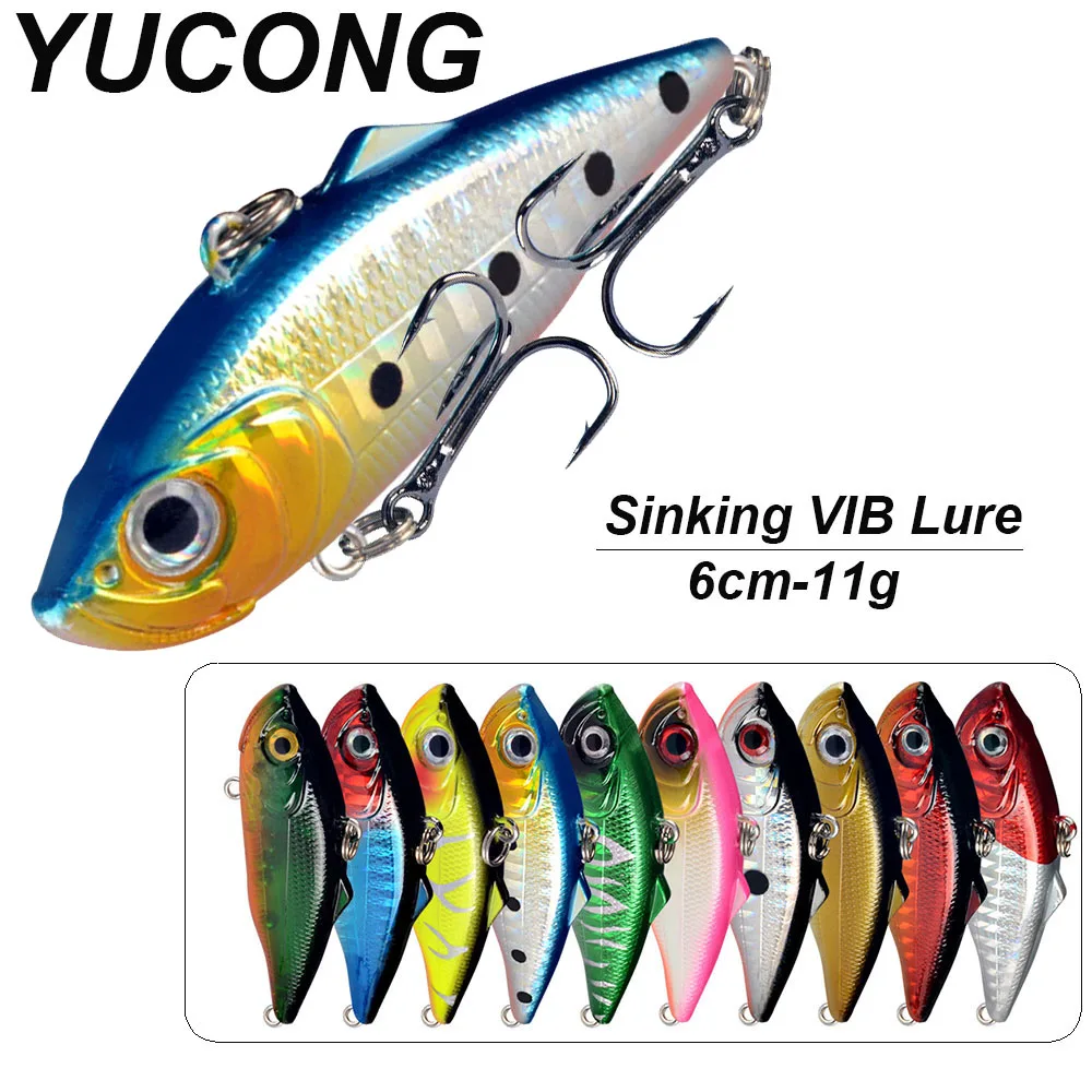 

YUCONG 5/10 шт. тонущие вибрационные воблеры 60 мм-11 г бриллиантовые шумные жесткие приманки ВИБ длинные литые джеркбейты свимбейты