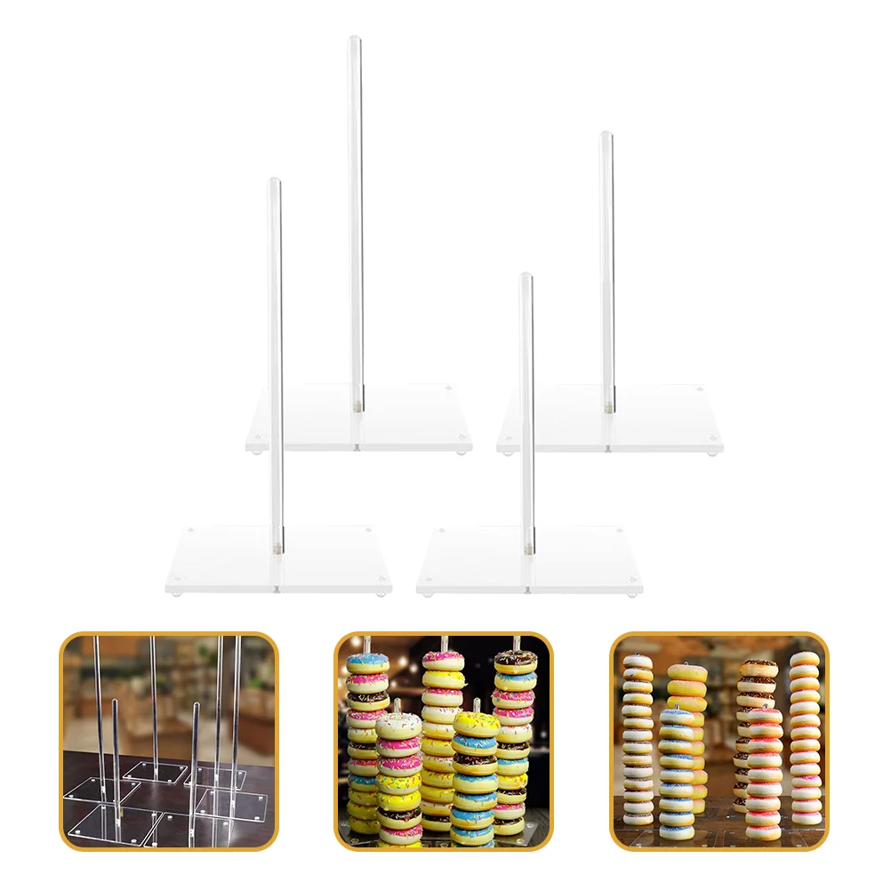 

4 Pcs Reusable Doughnut Pretzel Tower Donut Clear Holder Candy Display Rack Snacks Stand Bagels Stands Dessert Table