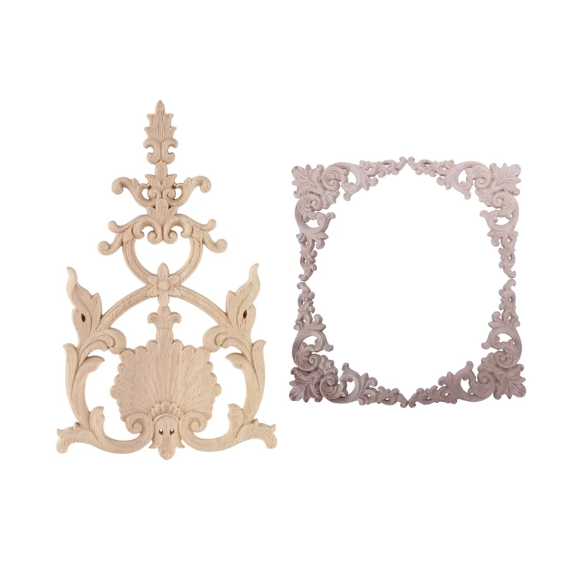 

5 шт. резная угловая накладка из резинового дуба, аппликация для мебели, домашний декор для дверей, «сделай сам», 1 шт., 23,5x15 см и 4 шт., 12,5x12,5 см