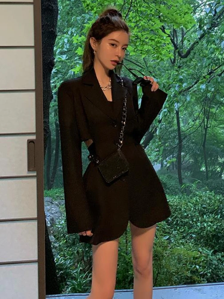 

Blazers Women Fall Popular Outwear Design Stylish BF Style Aesthetic Ladies Solid Retro Temperament Notched Vintage Chic Classy