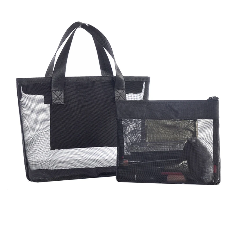 

Summer Beach Bag Mesh Durable Beach Bag Waterproof Underwear Pocket Beach Tote Bag Fit For Towels Toys