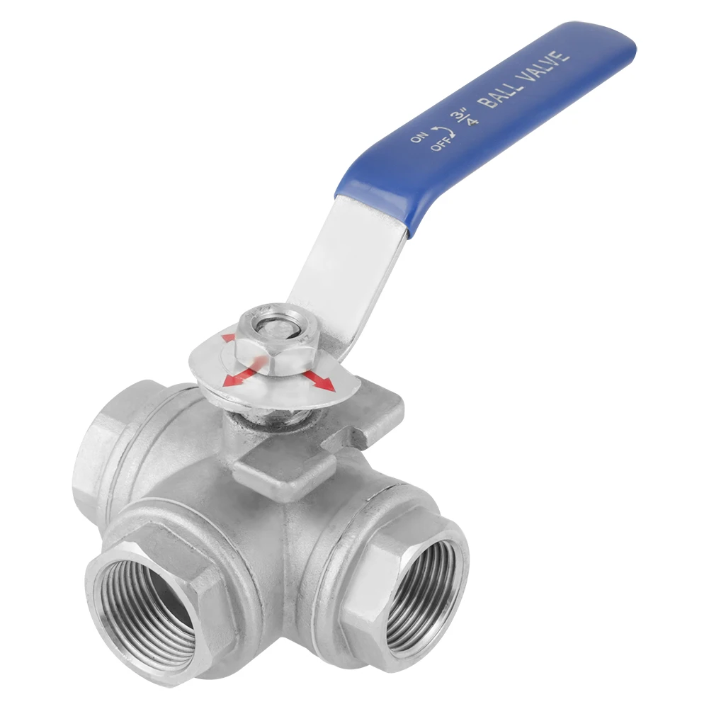 

1pc Stainless Steel SUS304 Pipe Ball Valve Three-way T-Type Female Thread 3/4" DN20 Ball Ball Ball Ball Ball