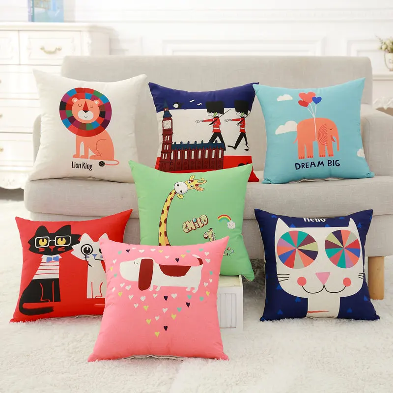 

Cute Cartoon Pillow Case Cover Creative Cat Dog Pillow Case Cover Giraffe Elephant Penguin Pillowcase Cat Decorative Pillowcase