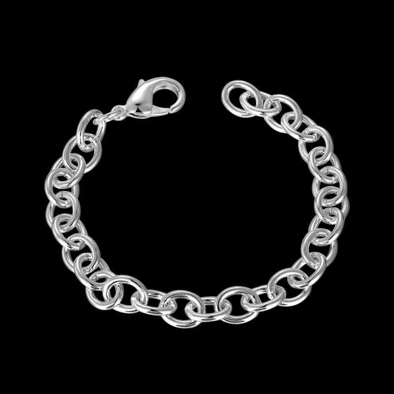 

925Sterling Fashion Korean Version of Silver Jewelry Popular Jewelry Shrimp Buckle Thick Bracelet Gift Can Be Worn by Yourself