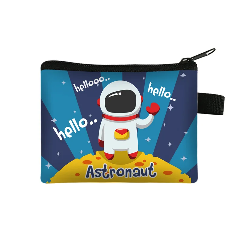 

New Space Astronaut Children's Coin Purse Student Portable Card Bag Coin Key Storage Bag Polyester Clutch Bag Mini Purse