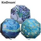 Складной зонт Kindream с защитой от УФ-лучей, легкий женский зонт, Ветрозащитный Зонт Ван Гога, масляная живопись, женский зонт от солнца и дождя