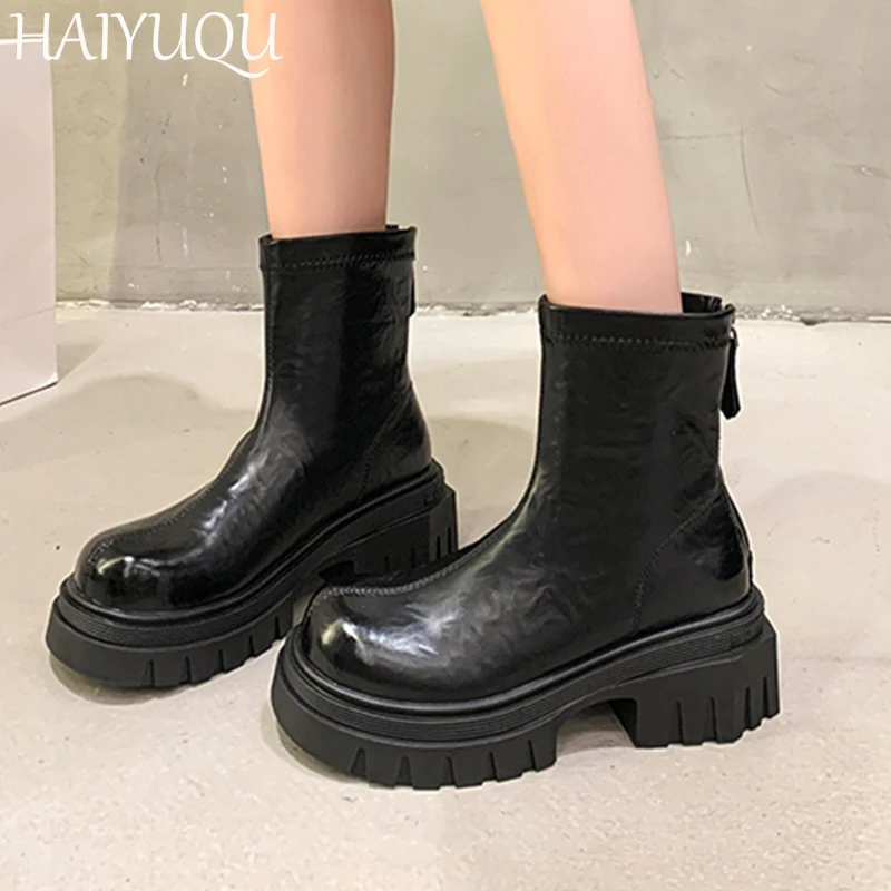 Женские кожаные ботильоны на высоком каблуке дизайнерская модная повседневная