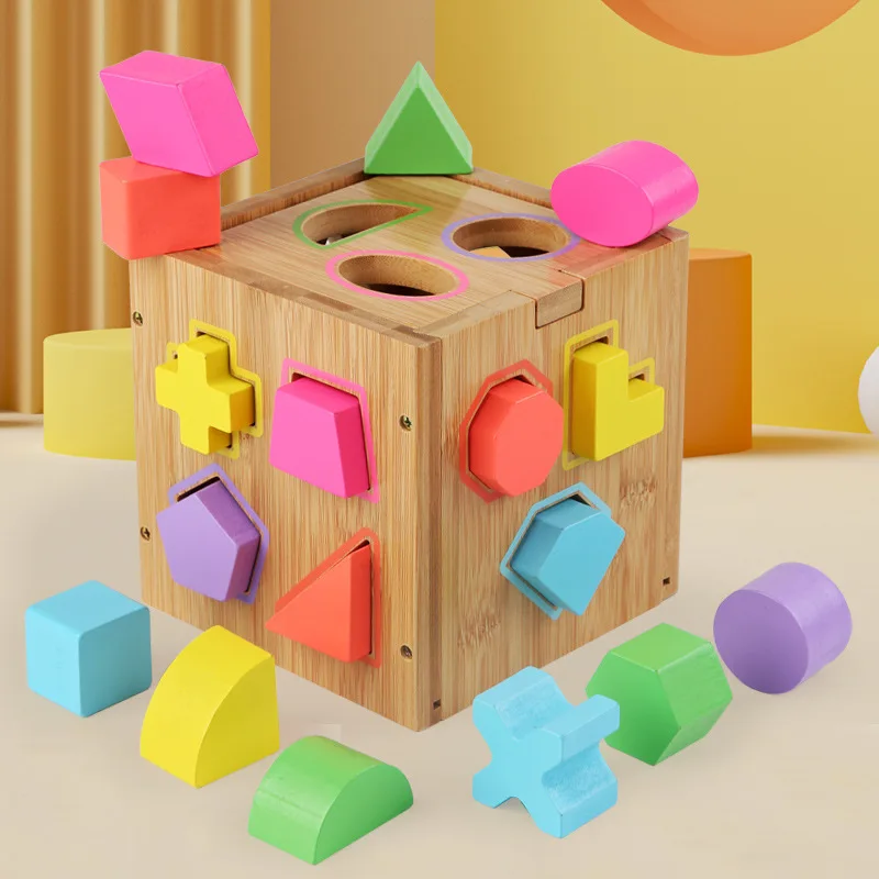 

Kids Toys Wooden Shape Sort Geometric Shapes Building Blocks Matching Cognition Baby Early Educational Toys For Children Gift