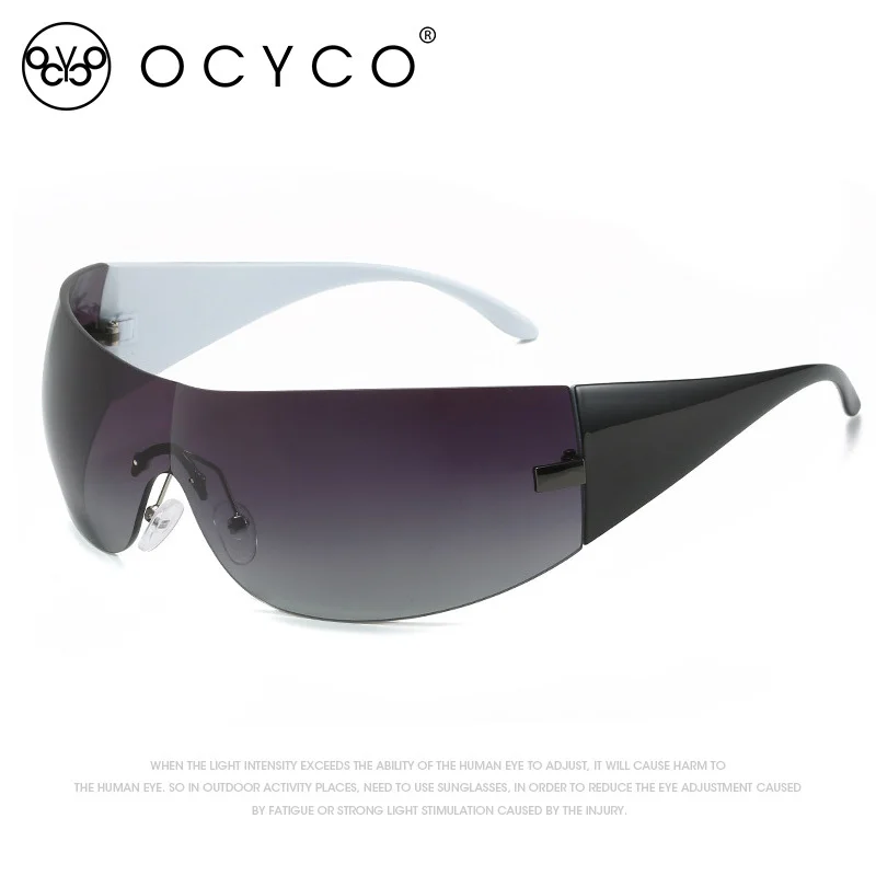 Женские цельные солнцезащитные очки в стиле ретро, роскошные оверсайз безободковые солнцезащитные очки с защитой UV400, 2023