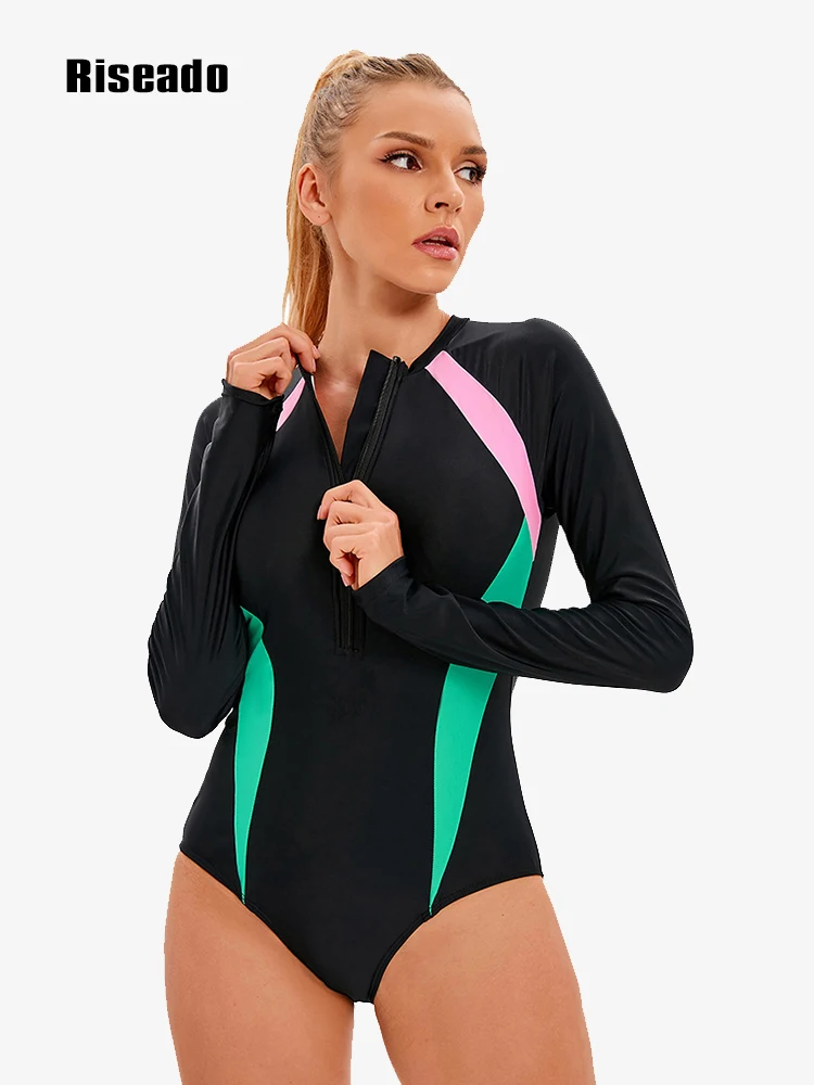 

Спортивные цельные купальники Rashguard, женские купальники 2023, лоскутные купальные костюмы для серфинга, женские купальные костюмы