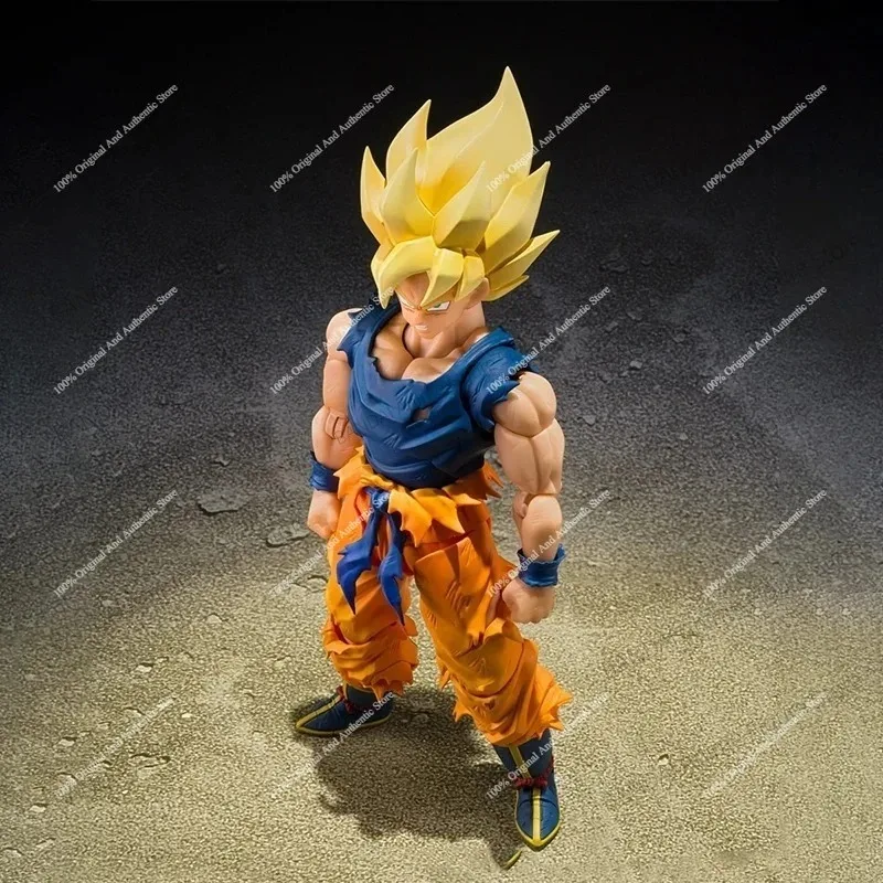 Фото В наличии 100% оригинальная фигурка Bandai SHFiguarts DBZ Супер Сайян Гоку с боевыми повреждениями, коллекционная аниме-фигурка, украшение для рабочего стола, подарок. №2