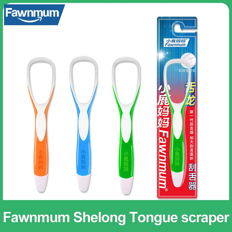 

Fawnmum Soft Silicone Tongue Cleaner SHELONG Tongue Scraper Fresh Breath For Adults Tongue Cleaning Suit Oral Care